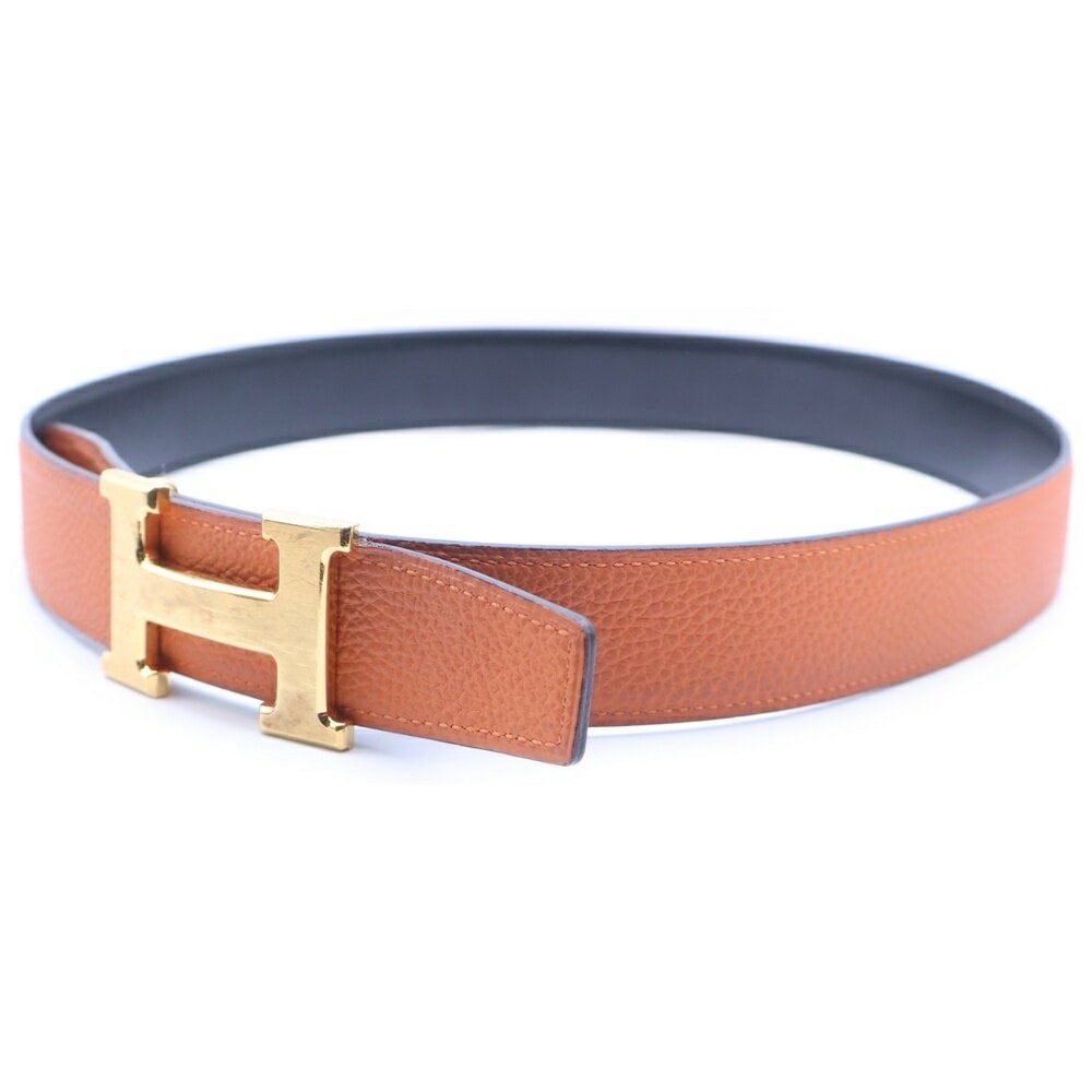 Authentic Hermes reversible leather gold H Constance belt 90cm